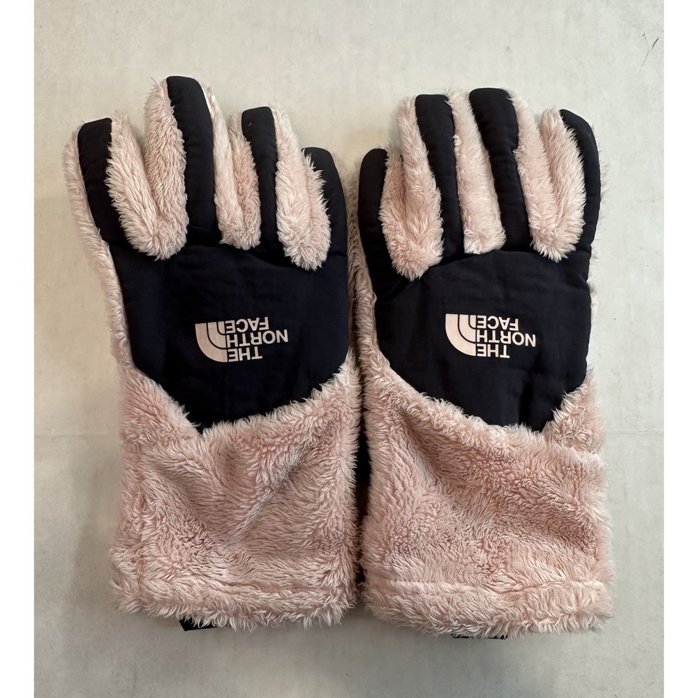The North Face Osito Gloves Girls Size Large Light Pink Soft Fleece Grip Hands